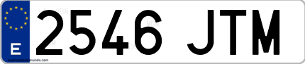 Ejemplo de matrícula de coche ordinaria 2546 JTM