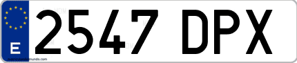 Ejemplo de matrícula de coche ordinaria 2547 DPX
