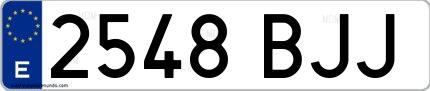 Ejemplo de matrícula española 2548 BJJ
