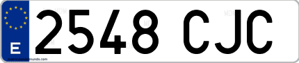 Ejemplo de matrícula de coche ordinaria 2548 CJC