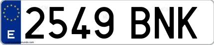 Ejemplo de matrícula española 2549 BNK