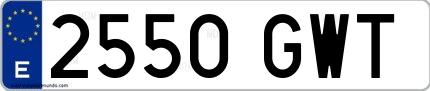 Ejemplo de matrícula española 2550 GWT