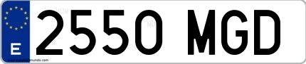 Ejemplo de matrícula española 2550 MGD