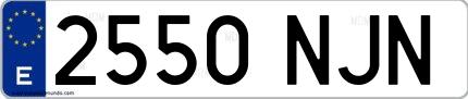 Ejemplo de matrícula española 2550 NJN