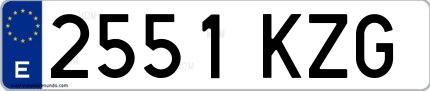 Ejemplo de matrícula española 2551 KZG