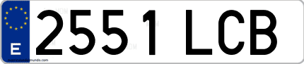 Ejemplo de matrícula de coche ordinaria 2551 LCB