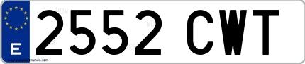 Ejemplo de matrícula española 2552 CWT
