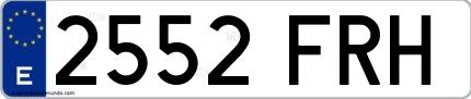 Ejemplo de matrícula española 2552 FRH