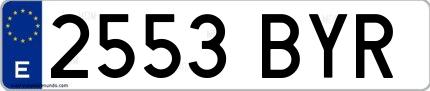 Ejemplo de matrícula española 2553 BYR