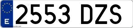 Ejemplo de matrícula española 2553 DZS