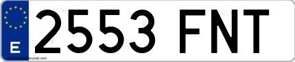 Ejemplo de matrícula española 2553 FNT