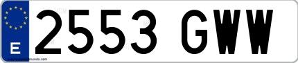 Ejemplo de matrícula española 2553 GWW