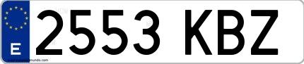 Ejemplo de matrícula española 2553 KBZ