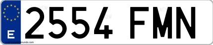Ejemplo de matrícula española 2554 FMN
