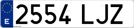 Ejemplo de matrícula de coche ordinaria 2554 LJZ