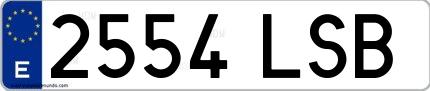 Ejemplo de matrícula española 2554 LSB