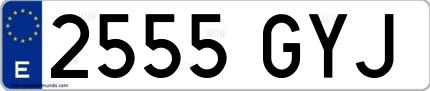 Ejemplo de matrícula española 2555 GYJ
