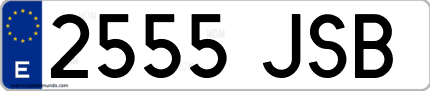 Ejemplo de matrícula de coche ordinaria 2555 JSB