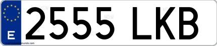 Ejemplo de matrícula española 2555 LKB
