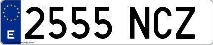 Ejemplo de matrícula española 2555 NCZ