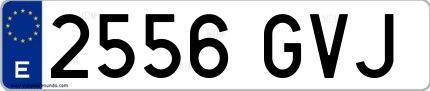 Ejemplo de matrícula española 2556 GVJ