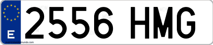 Ejemplo de matrícula de coche ordinaria 2556 HMG