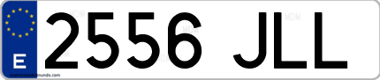 Ejemplo de matrícula de coche ordinaria 2556 JLL