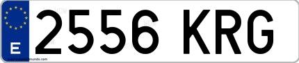 Ejemplo de matrícula española 2556 KRG