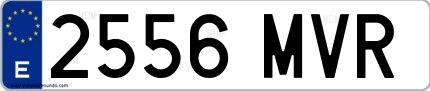 Ejemplo de matrícula española 2556 MVR