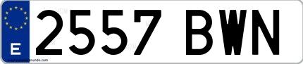 Ejemplo de matrícula española 2557 BWN