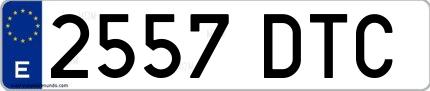 Ejemplo de matrícula española 2557 DTC