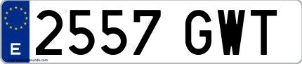 Ejemplo de matrícula española 2557 GWT
