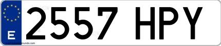 Ejemplo de matrícula española 2557 HPY