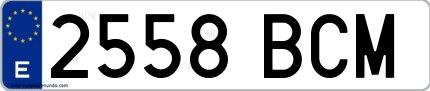 Ejemplo de matrícula española 2558 BCM