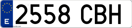 Ejemplo de matrícula de coche ordinaria 2558 CBH