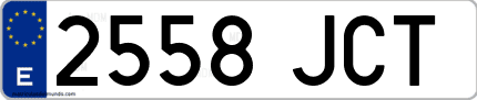 Ejemplo de matrícula de coche ordinaria 2558 JCT
