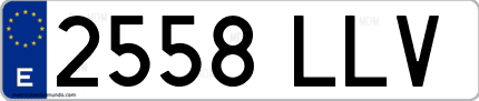 Ejemplo de matrícula de coche ordinaria 2558 LLV