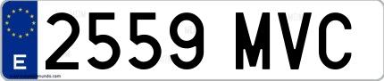 Ejemplo de matrícula española 2559 MVC