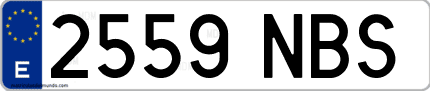 Ejemplo de matrícula de coche ordinaria 2559 NBS