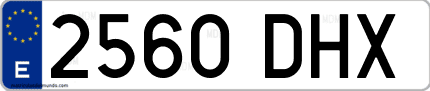 Ejemplo de matrícula de coche ordinaria 2560 DHX