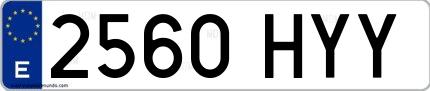 Ejemplo de matrícula española 2560 HYY