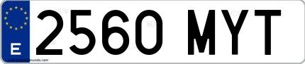 Ejemplo de matrícula española 2560 MYT