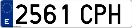 Ejemplo de matrícula de coche ordinaria 2561 CPH