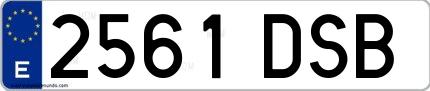 Ejemplo de matrícula española 2561 DSB