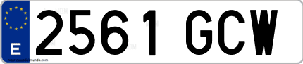 Ejemplo de matrícula de coche ordinaria 2561 GCW