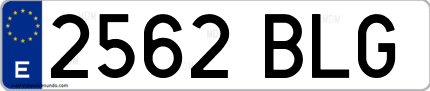 Ejemplo de matrícula de coche ordinaria 2562 BLG