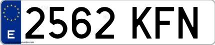 Ejemplo de matrícula española 2562 KFN