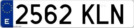 Ejemplo de matrícula española 2562 KLN