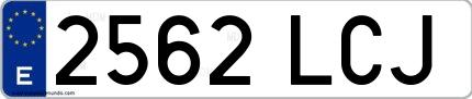 Ejemplo de matrícula española 2562 LCJ