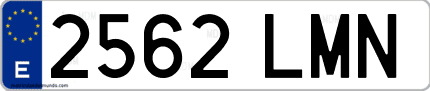 Ejemplo de matrícula de coche ordinaria 2562 LMN